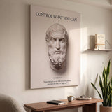 Epictetus Control What You Can Stoic canvas wall art in a living room