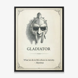Eternity gladiator quote canvas in a black floating frame