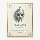 Eternity gladiator quote canvas in a gold floating frame