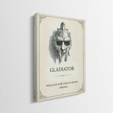 Side view of the Eternity gladiator quote canvas showing the gallery-wrapped edge