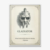 Eternity gladiator quote canvas in a white floating frame