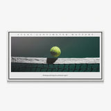 Every Centimeter Matters tennis canvas in a white floating frame