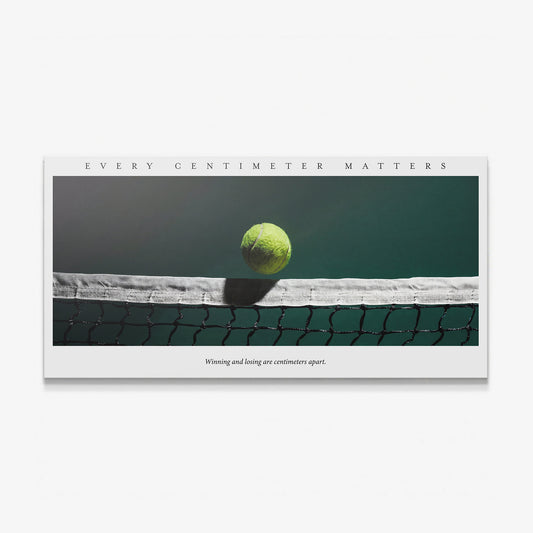 Every Centimeter Matters tennis wall art on a wide gallery-wrapped canvas