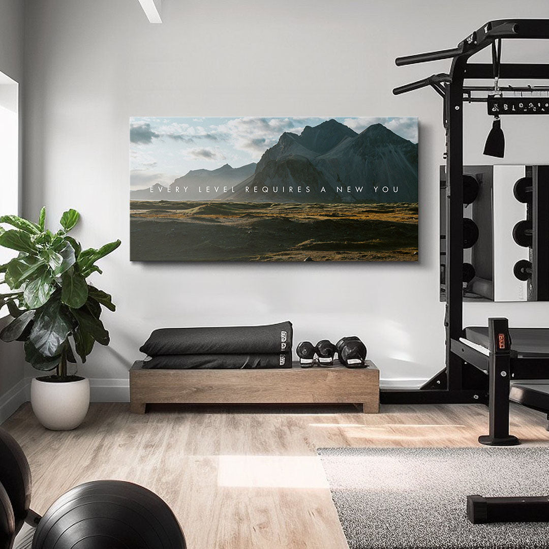 Every Level Requires a New You motivational canvas wall art