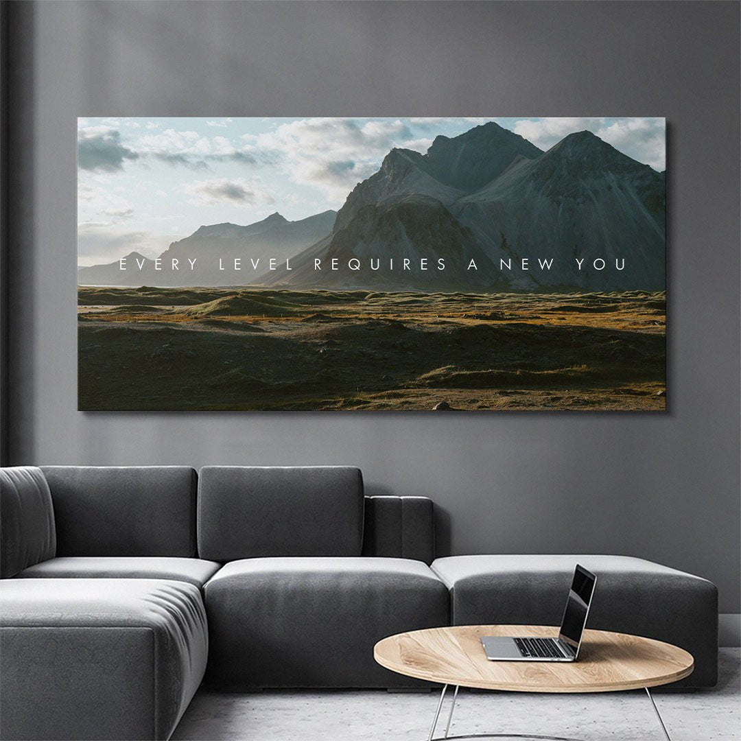 Every Level Requires a New You motivational canvas wall art