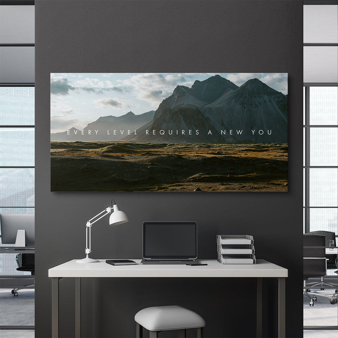 Every Level Requires a New You motivational canvas wall art