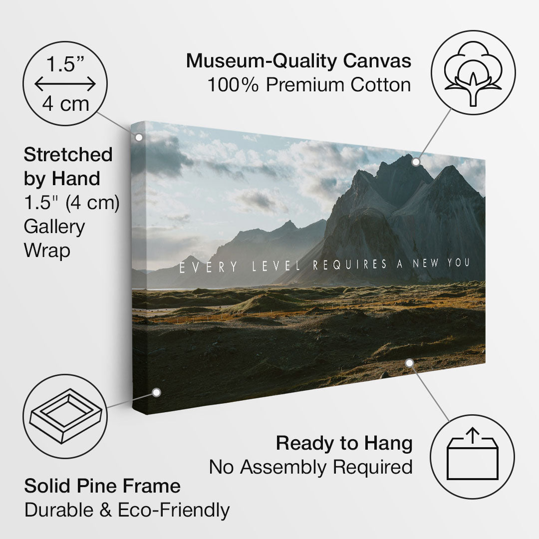 Every Level Requires a New You motivational canvas wall art