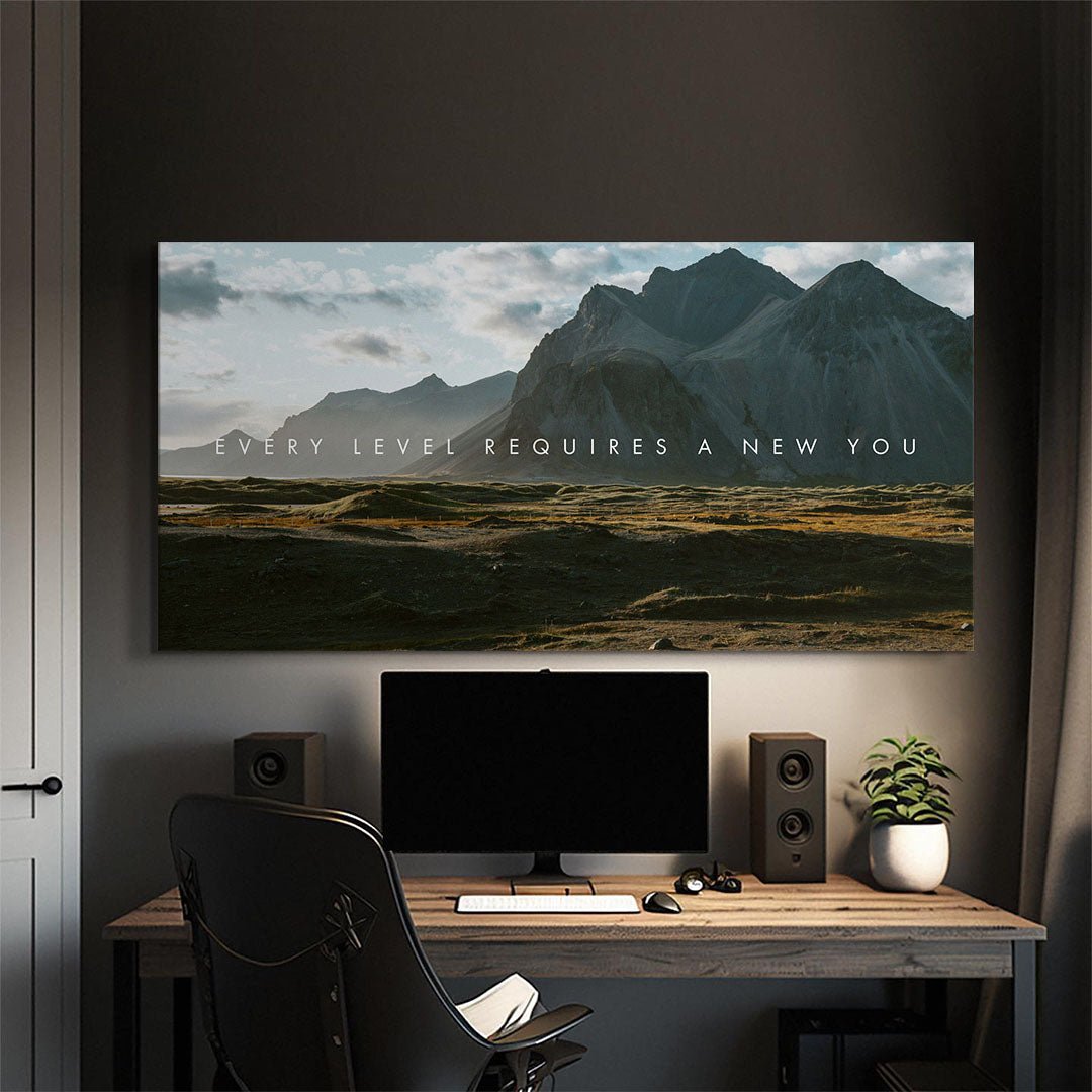 Every Level Requires a New You motivational canvas wall art