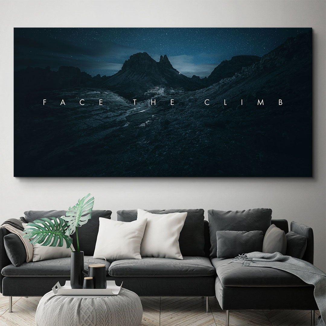 Face the Climb motivational canvas wall art