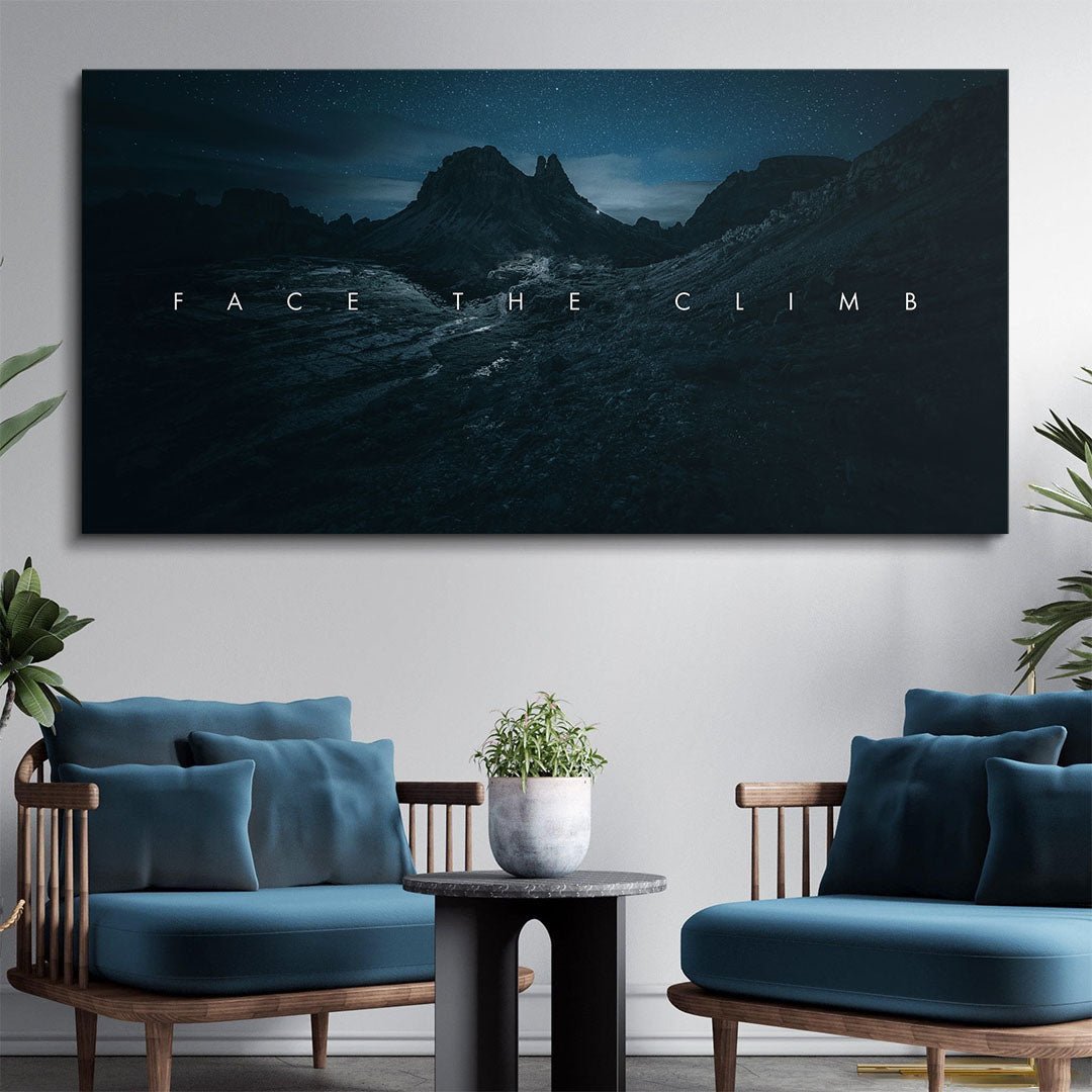 Face the Climb motivational canvas wall art