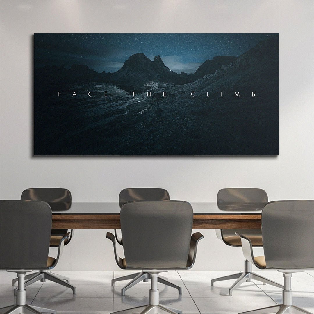 Face the Climb motivational canvas wall art