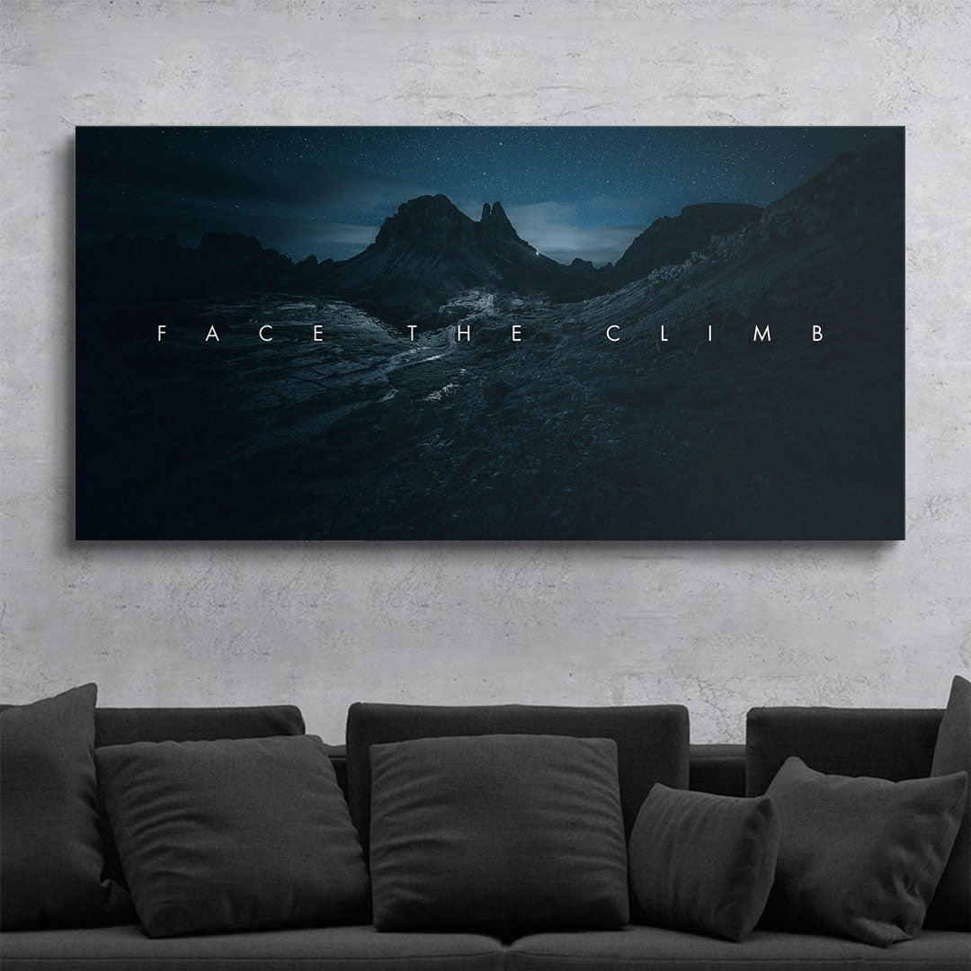Face the Climb motivational canvas wall art