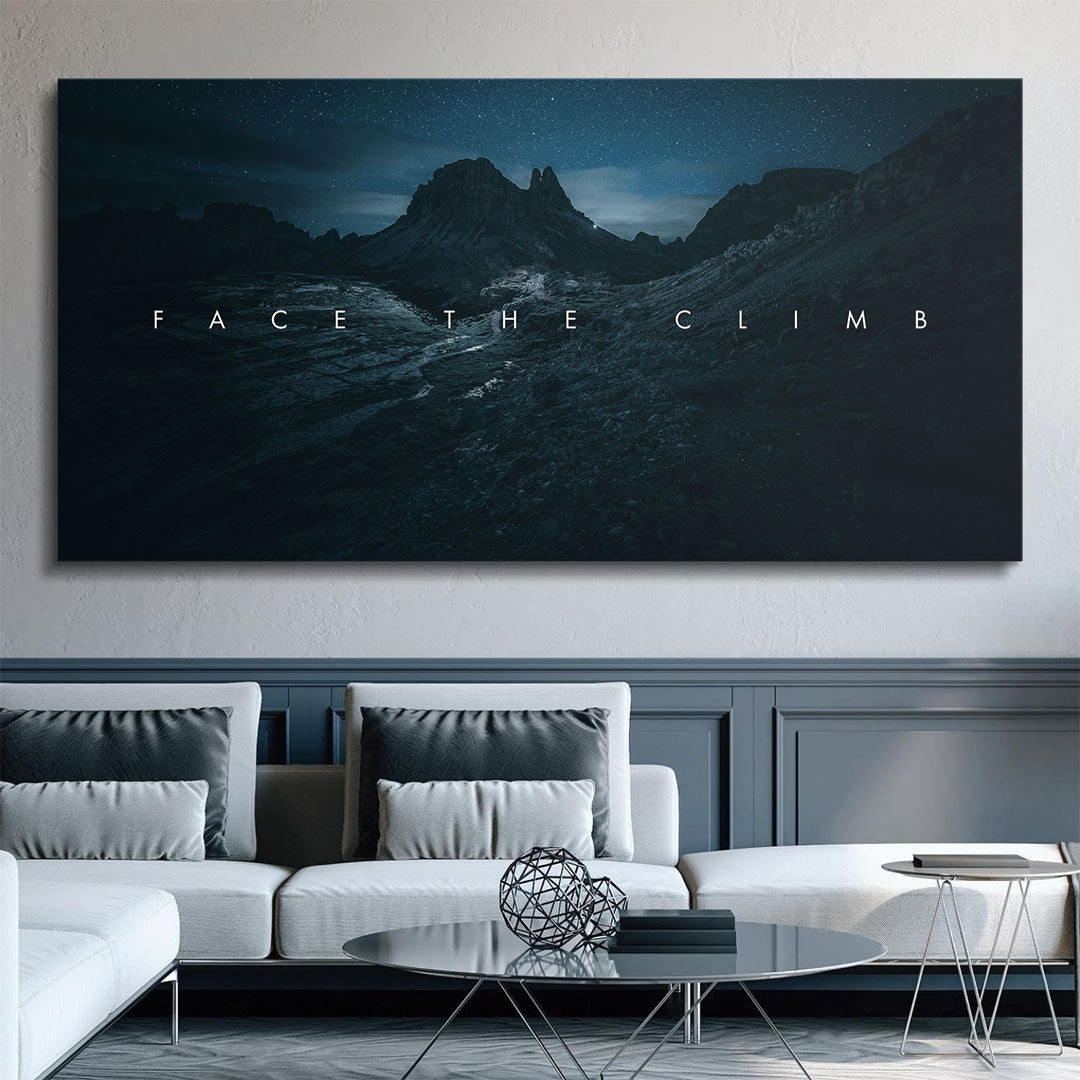 Face the Climb motivational canvas wall art