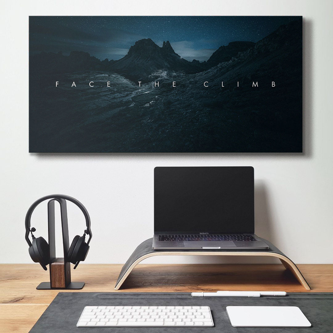 Face the Climb motivational canvas wall art