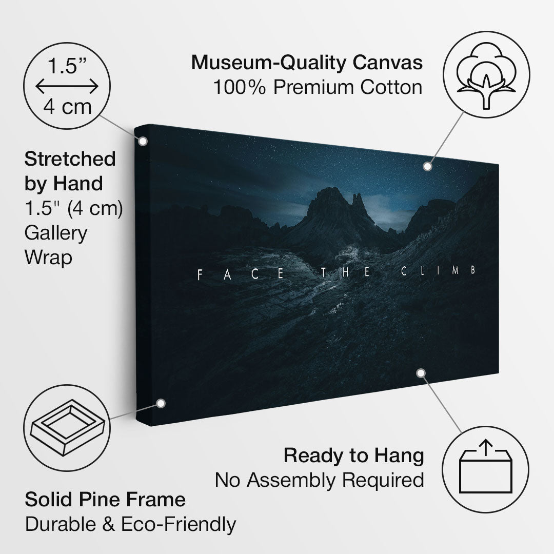 Face the Climb motivational canvas wall art