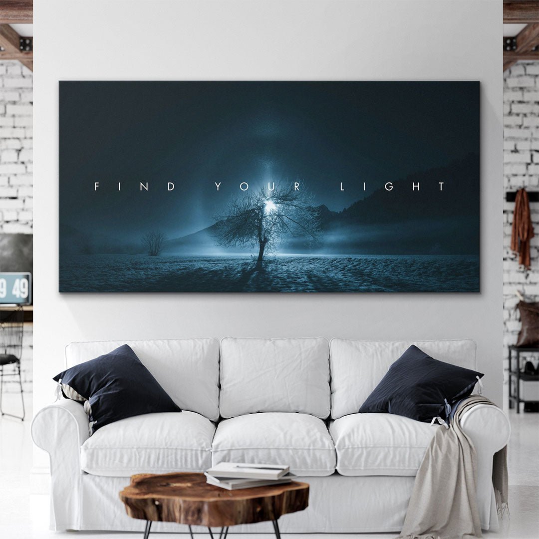 Find Your Light motivational canvas wall art