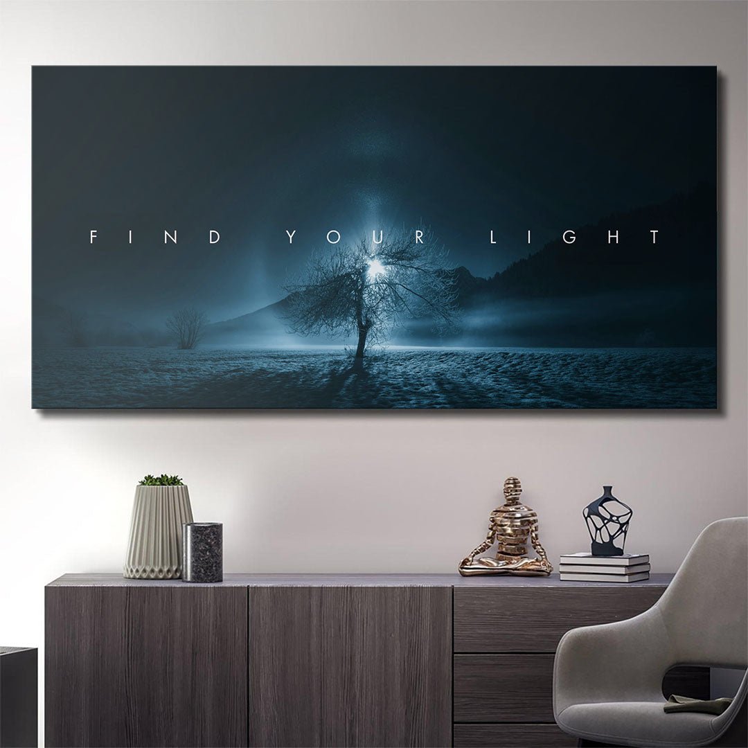 Find Your Light motivational canvas wall art