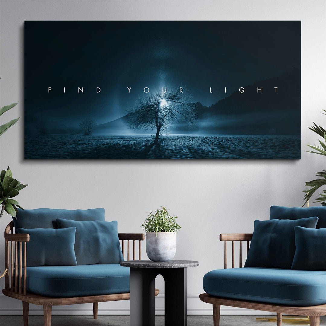 Find Your Light motivational canvas wall art