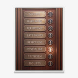 Floors To Success canvas in a white floating frame