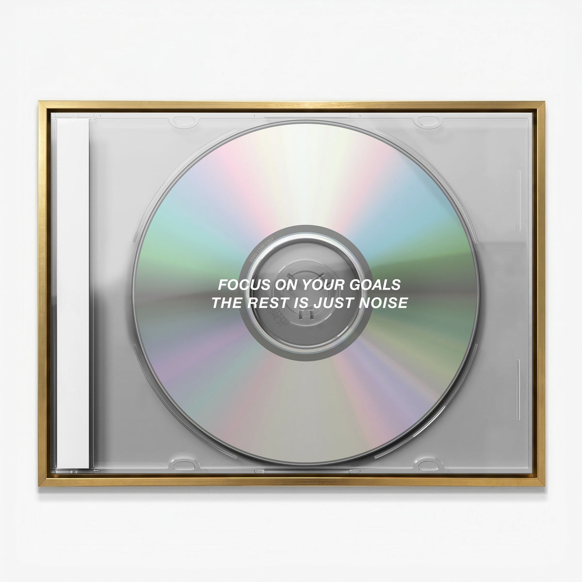 Focus On Your Goals iridescent CD canvas in a gold floating frame