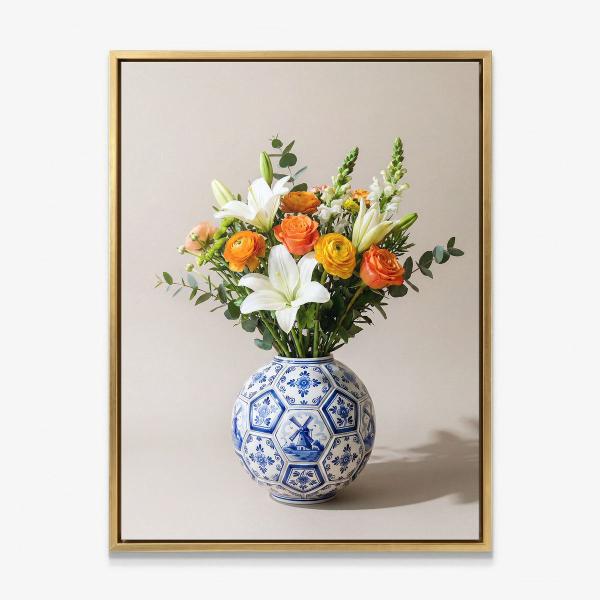 Football Vase canvas with gold frame