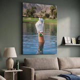 Found It golf canvas at an angle on a wall