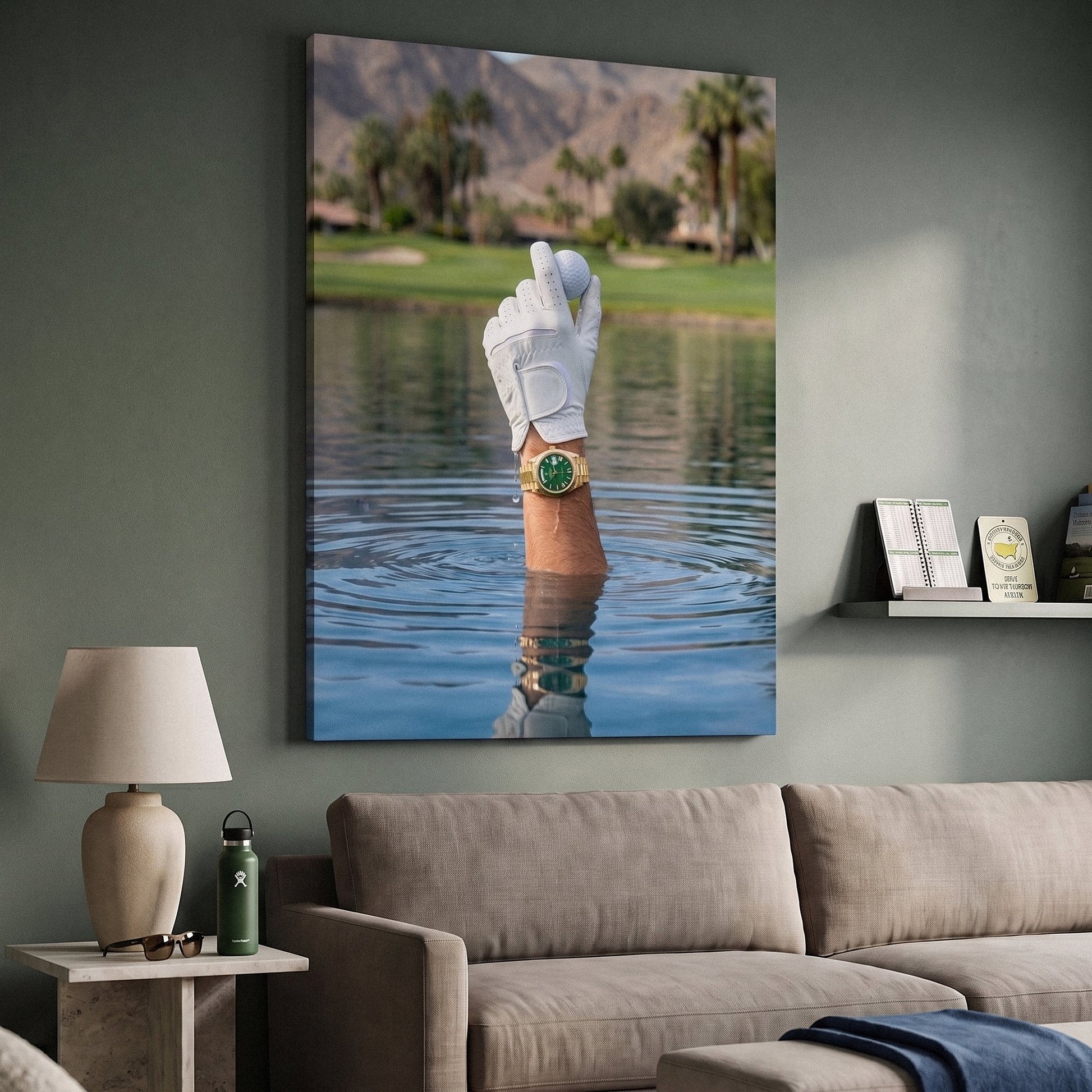 Found It golf canvas at an angle on a wall