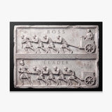Boss Vs Leader Slab leadership quote canvas print, gallery-wrapped, on a white wall