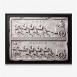Boss Vs Leader Slab leadership wall art in a black floating frame on a white wall