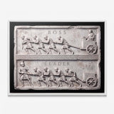 Boss Vs Leader Slab leadership wall art in a white floating frame on a white wall