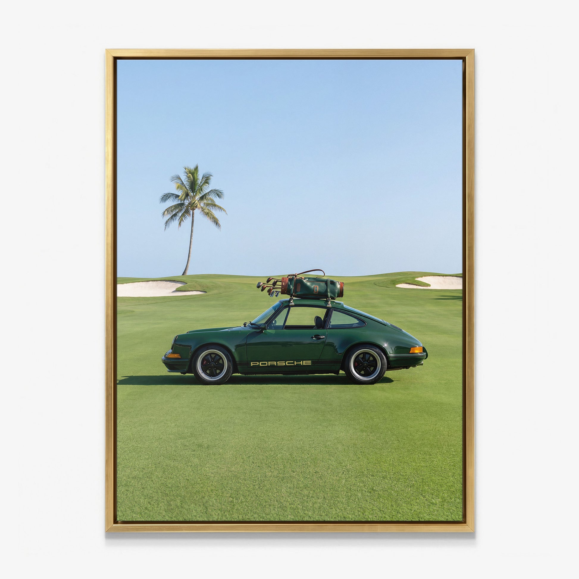 German Golf Cart canvas gold frame