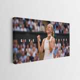 Side profile of the Give Everything tennis gallery-wrapped canvas showing its depth
