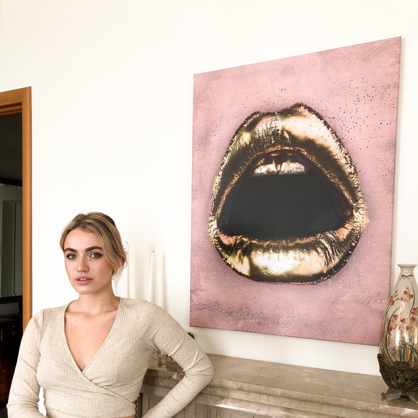 Gold Lips canvas art