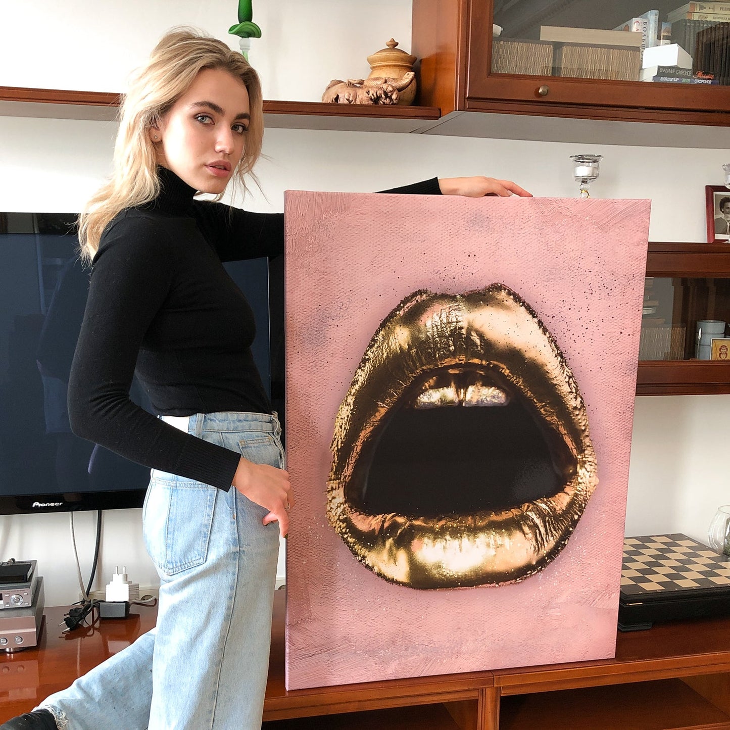 Gold Lips canvas art