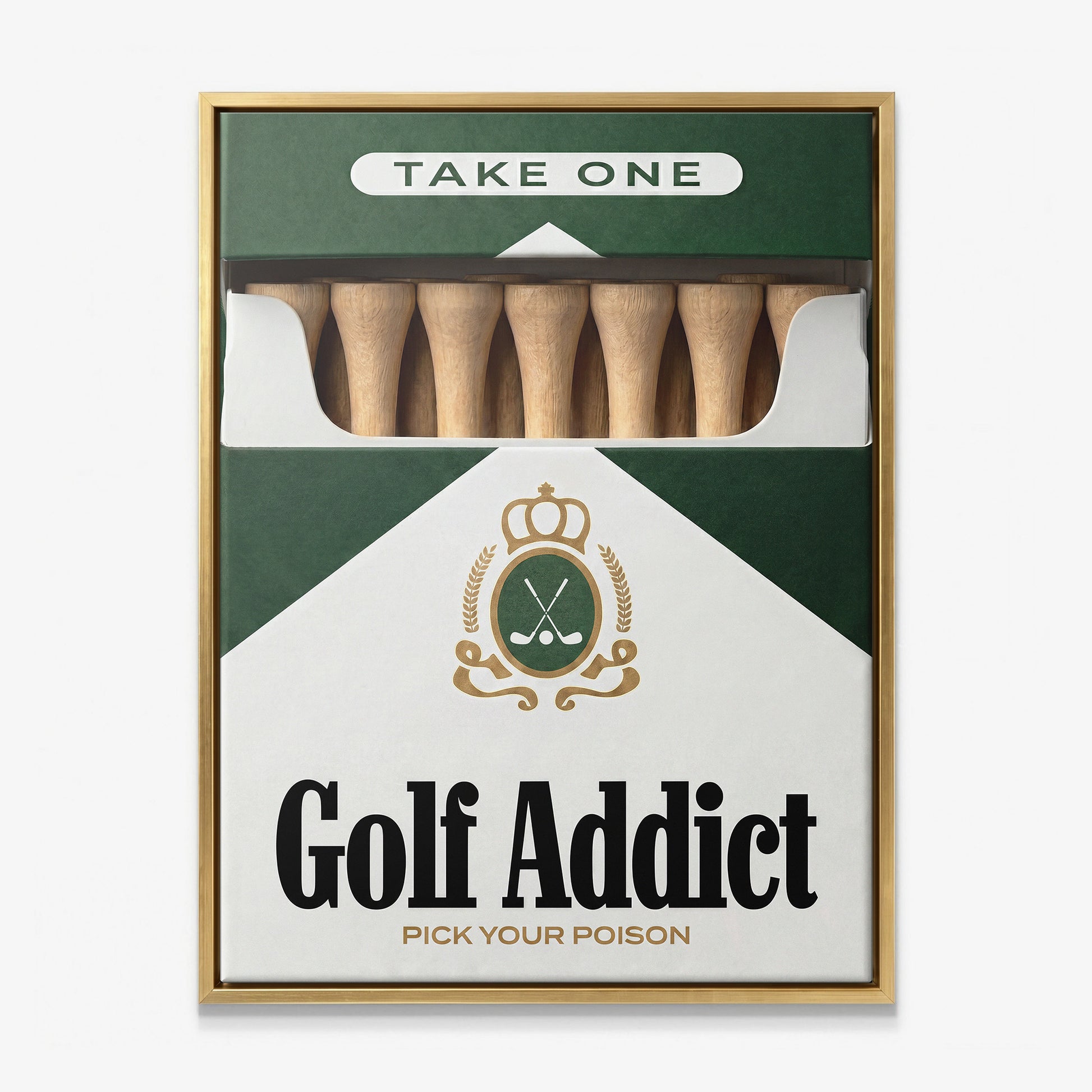 Golf Addict canvas gold frame