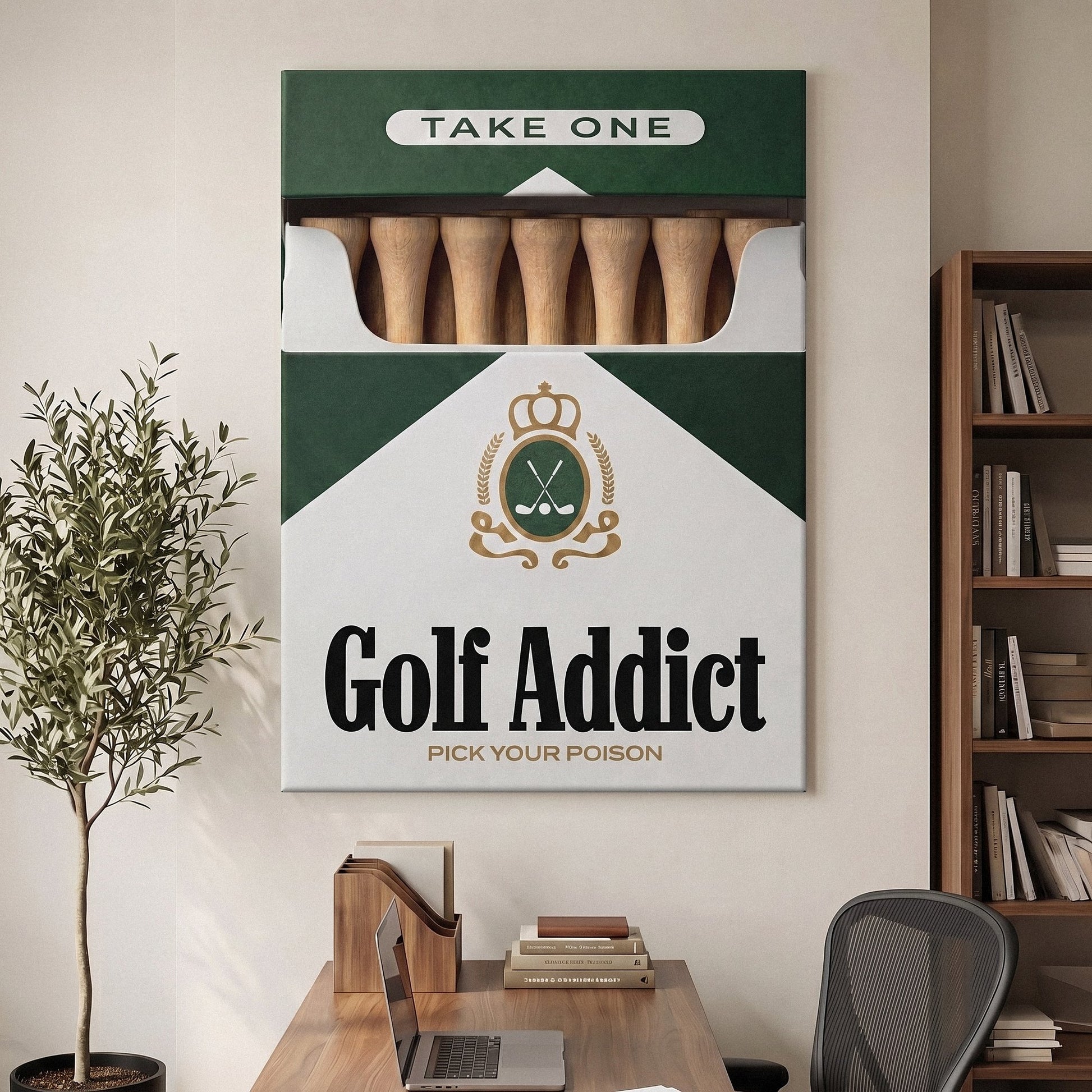 Golf Addict wall art canvas in a modern room