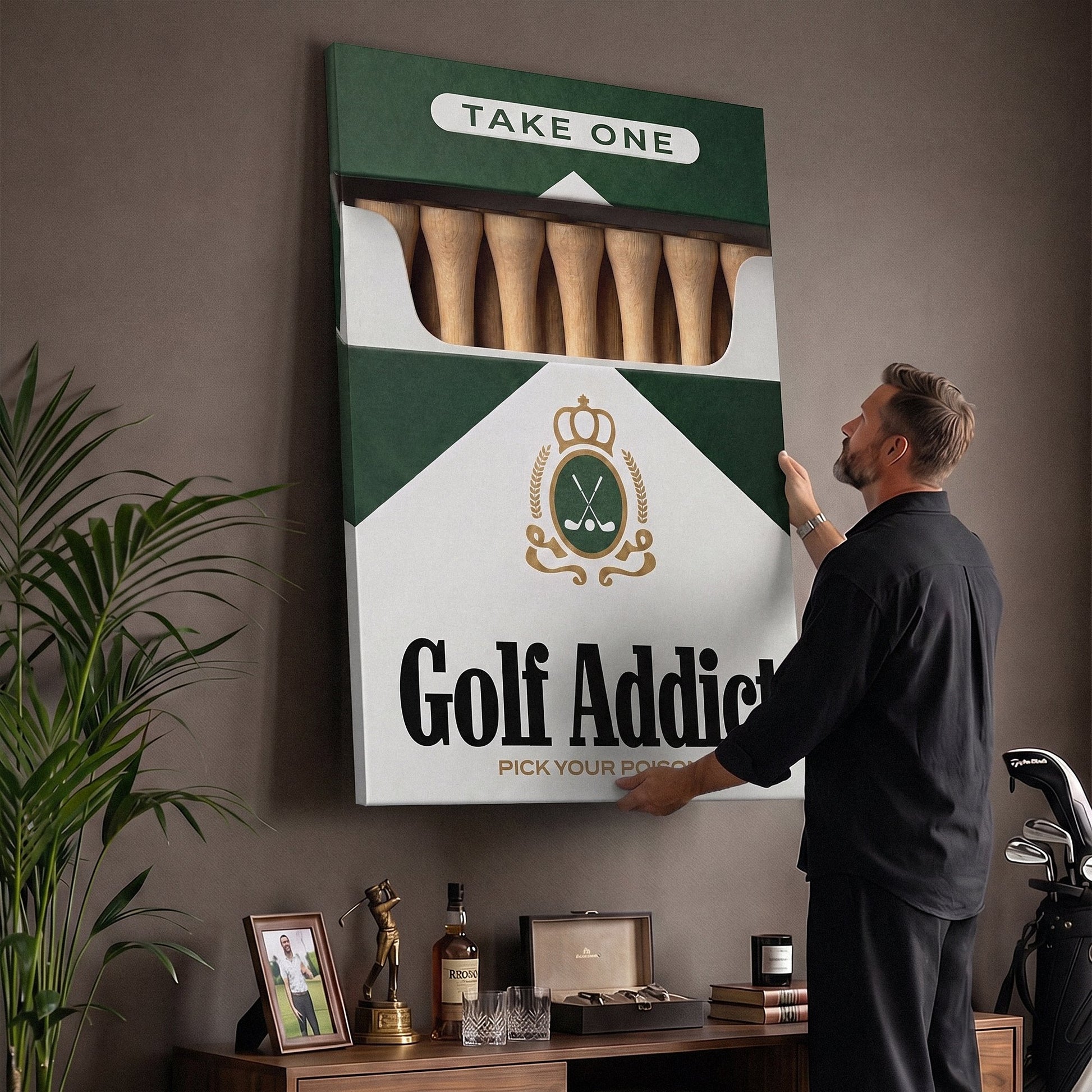 Golf Addict canvas held by a person