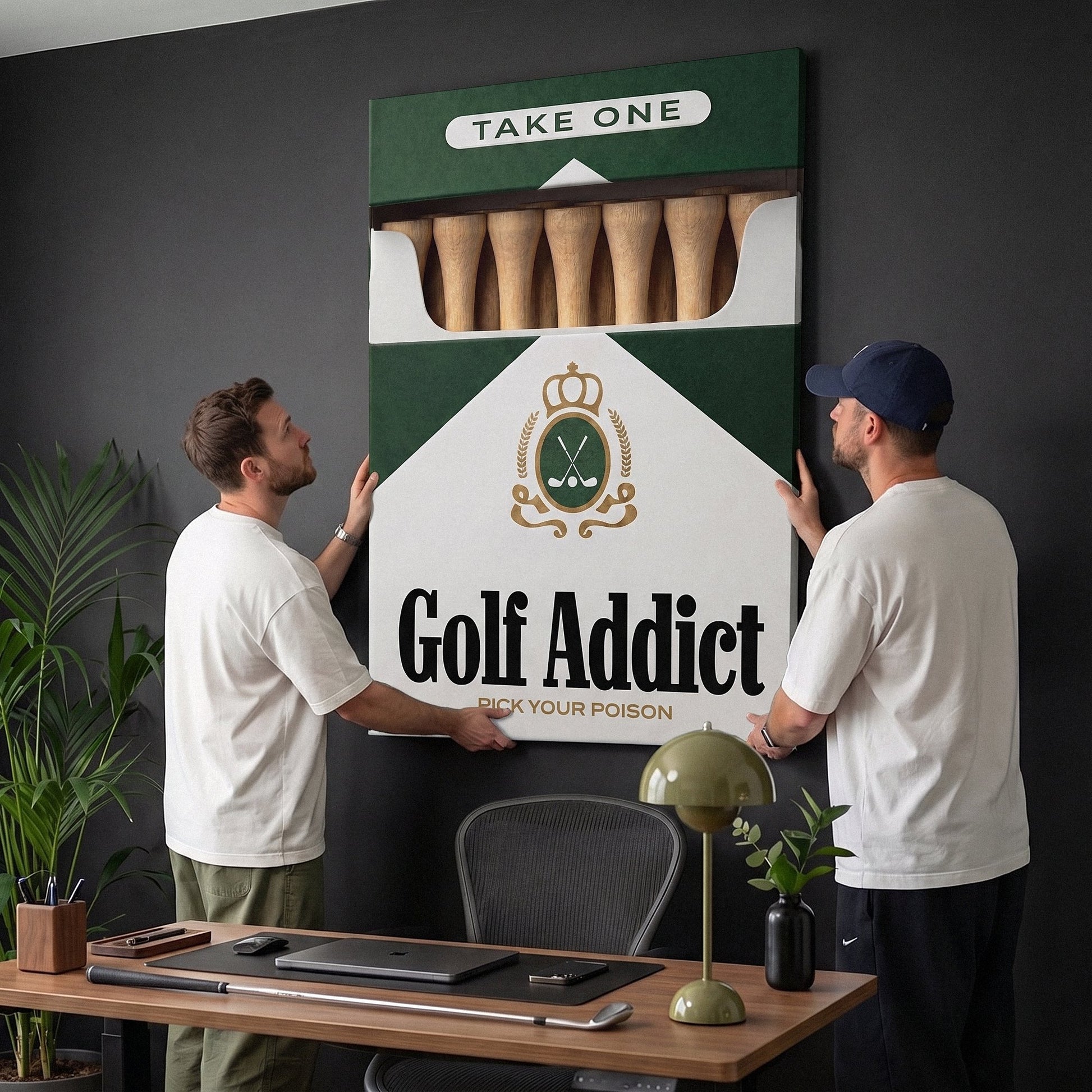 Golf Addict canvas viewed by a couple