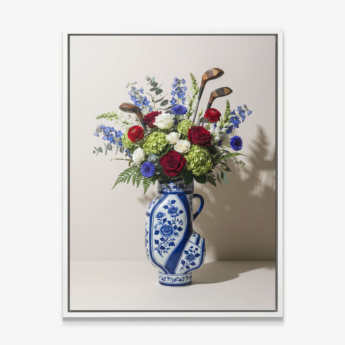 Golf Vase canvas with white frame