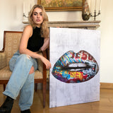 Graffiti Lips canvas wall art