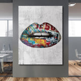 Graffiti Lips canvas wall art