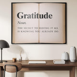 Gratitude Open Book canvas wall art