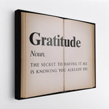 Gratitude Open Book canvas wall art