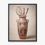 Greek Tennis Vase canvas with black frame