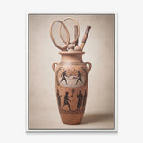 Greek Tennis Vase canvas with white frame