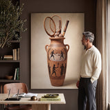 Greek Tennis Vase canvas above a home office desk