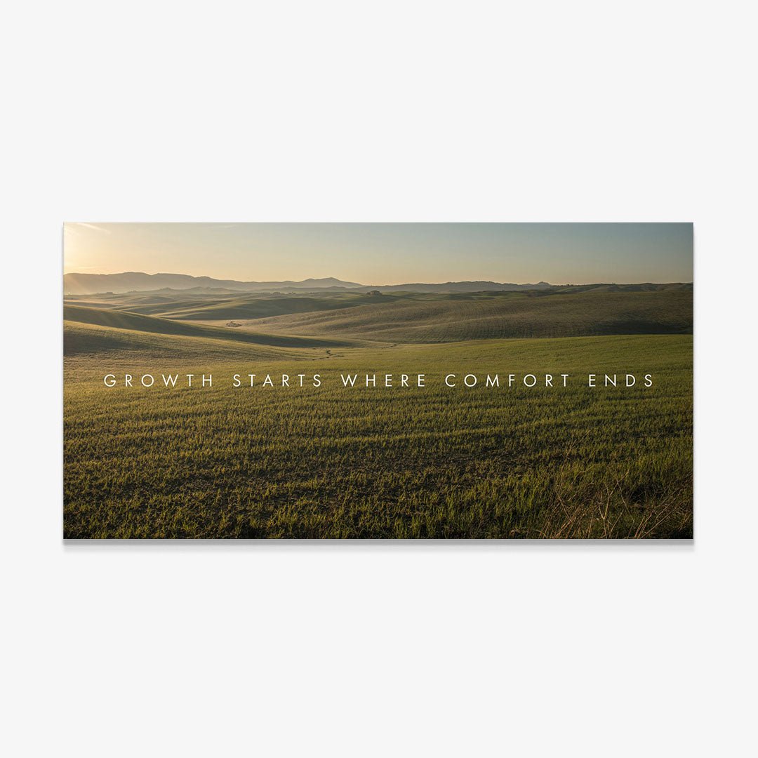 Growth Starts Where Comfort Ends motivational canvas wall art