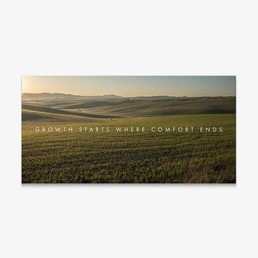 Growth Starts Where Comfort Ends motivational canvas wall art