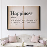 Happiness Open Book canvas wall art