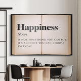 Happiness Open Book canvas wall art